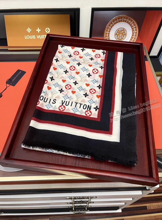 Louis Vuitton女士圍巾 路易威登2021新款頂級羊絨圍巾披肩 LV雙面戒指絨長巾  mmj1206